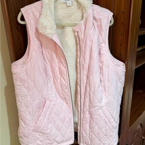Coldwater Creek Cream Sherpa-Lined Quilted Vest